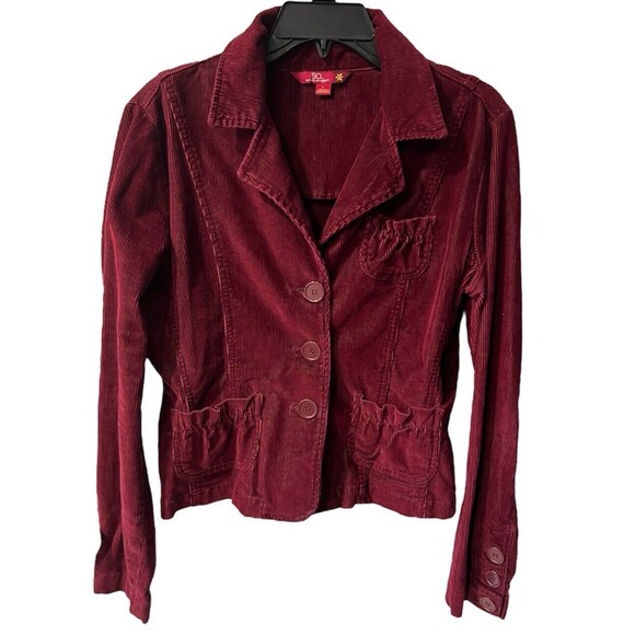 SO REAL SO RIGHT Jacket Womens Sz Large Red Corduroy Button Y2K Academia Vintage - Picture 1 of 7
